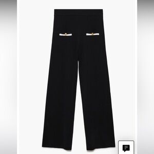 Mango Wide Leg Knit Pants from Nordstrom - black w/ gold buttons - large pull on